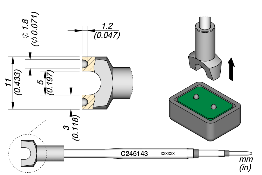 C245143 - Double Heat Staking Cartridge Ø 1.8